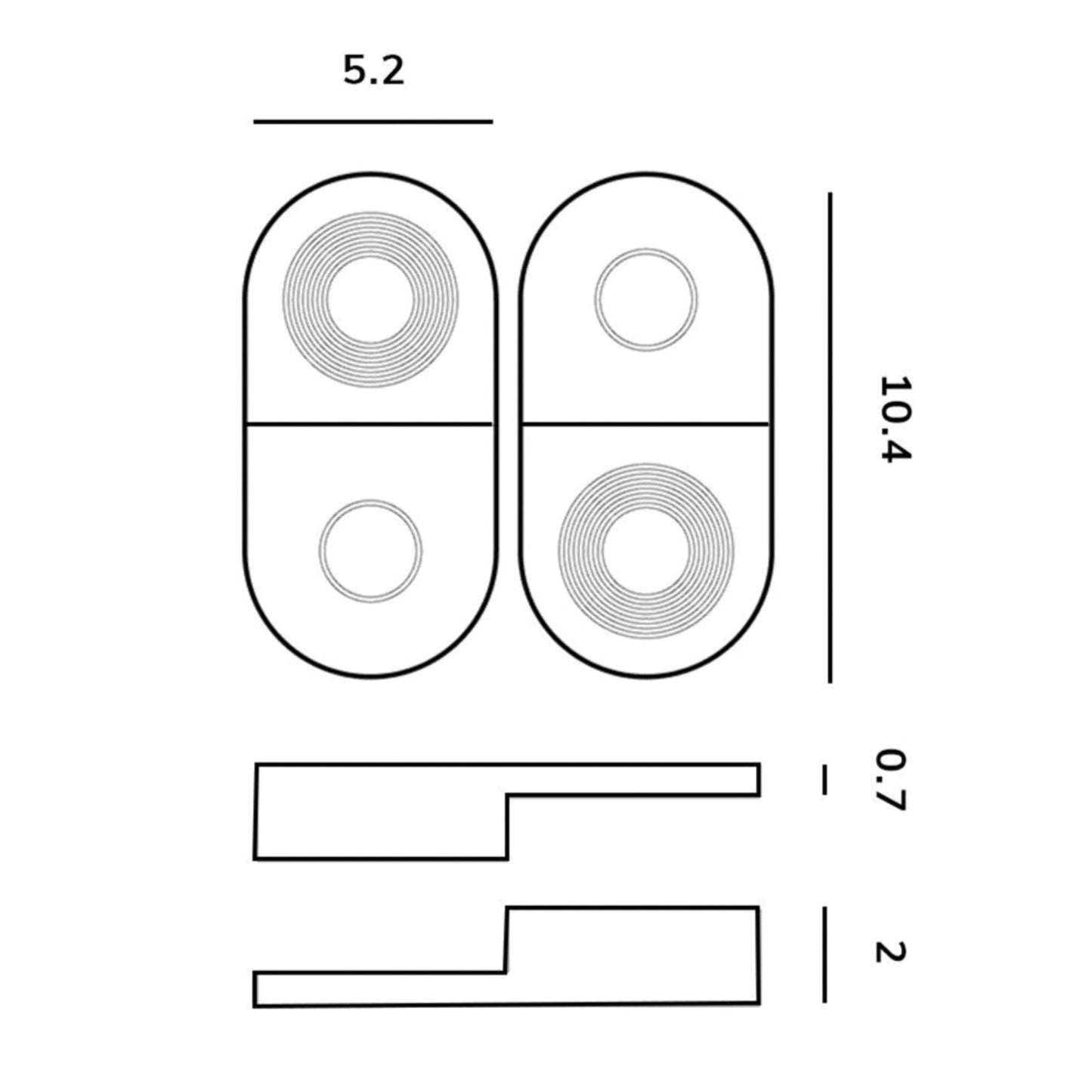 A technical drawing with the dimensions and measurements for Lozi's birch plywood egg cups.