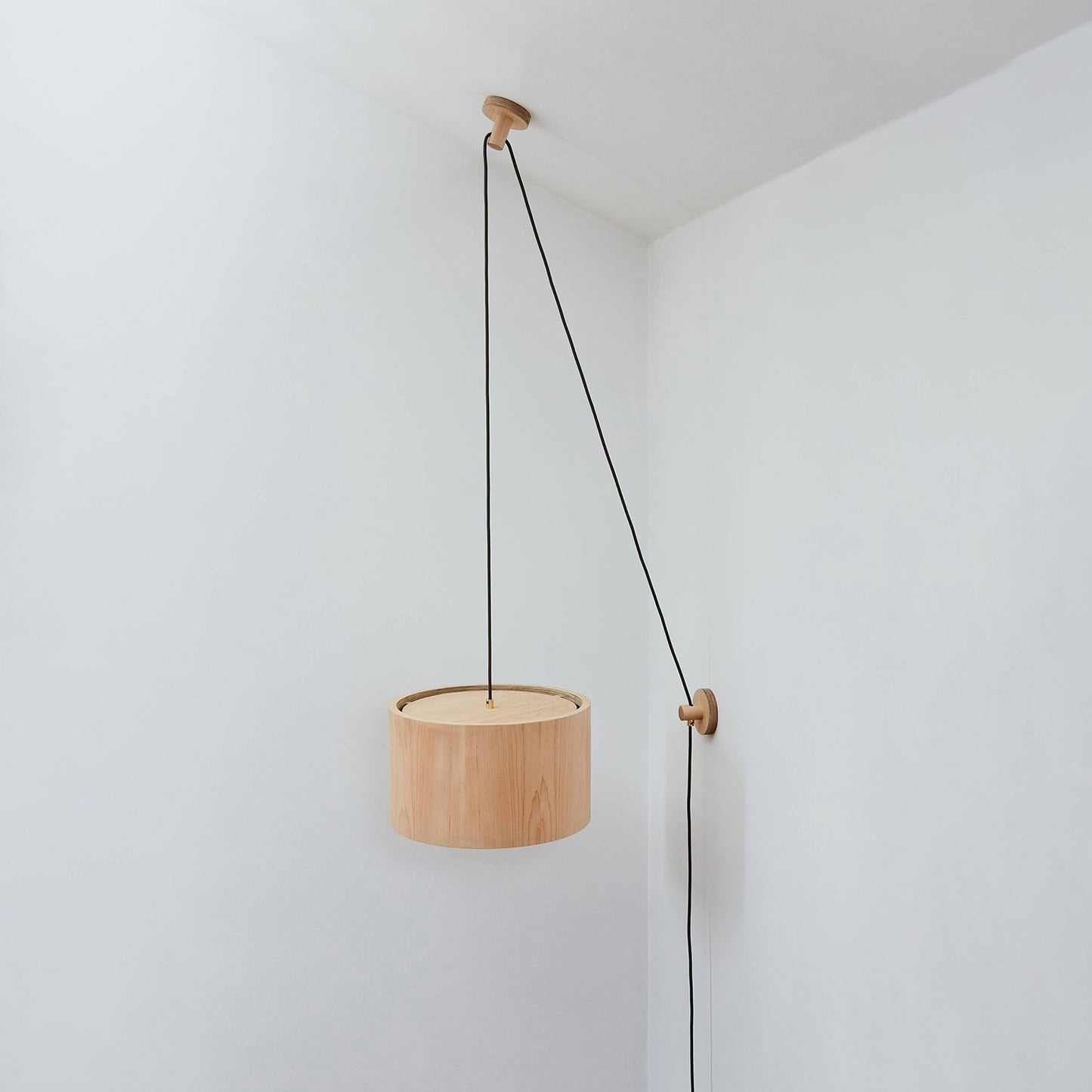Lozi's plywood and translucent wood veneer Round Lamp wall and ceiling mounted, turned off