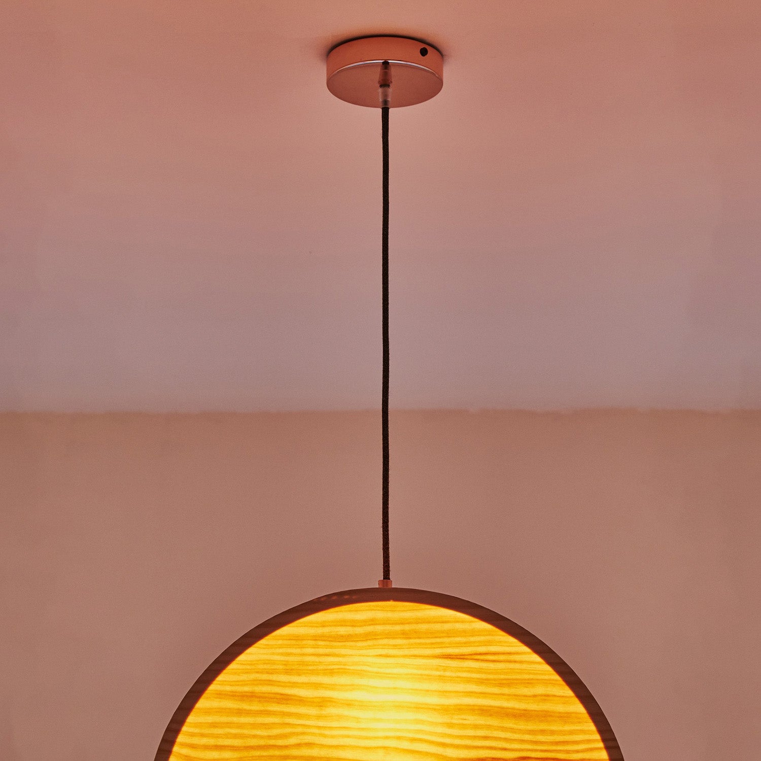 A close up of the ceiling ring for Lozi's Sunset Lamp